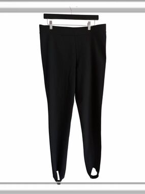 Eileen Fisher High Rise Jersey Knit Pull-On Stirrup Pants Size Large Black